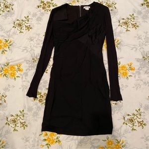 Helmut Lang Size 2 Black Wrap Long Sleeve Dress